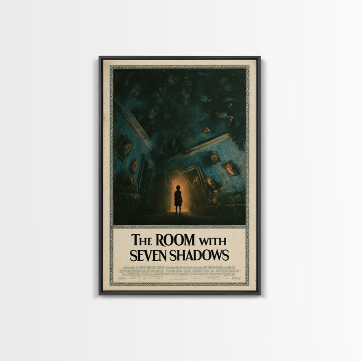 The Room With Seven Shadows, English Language Horror Movie Poster, Dark Romantic Horror Art, Gothic Cinema Wall Art, Framed Canvas Print