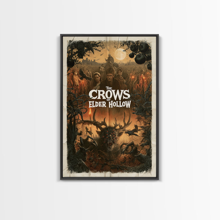 The Crows Of Elder Hollow, English Language Horror Movie Poster, 1960s Horror Art, Gothic Cinema Wall Art, Framed Canvas Print
