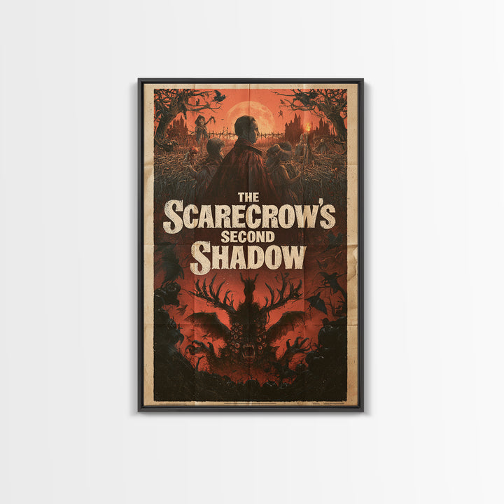 The Scarecrow'S Second Shadow, English Language Horror Movie Poster, 1960s Horror Art, Classic Monster Poster, Framed Canvas Print