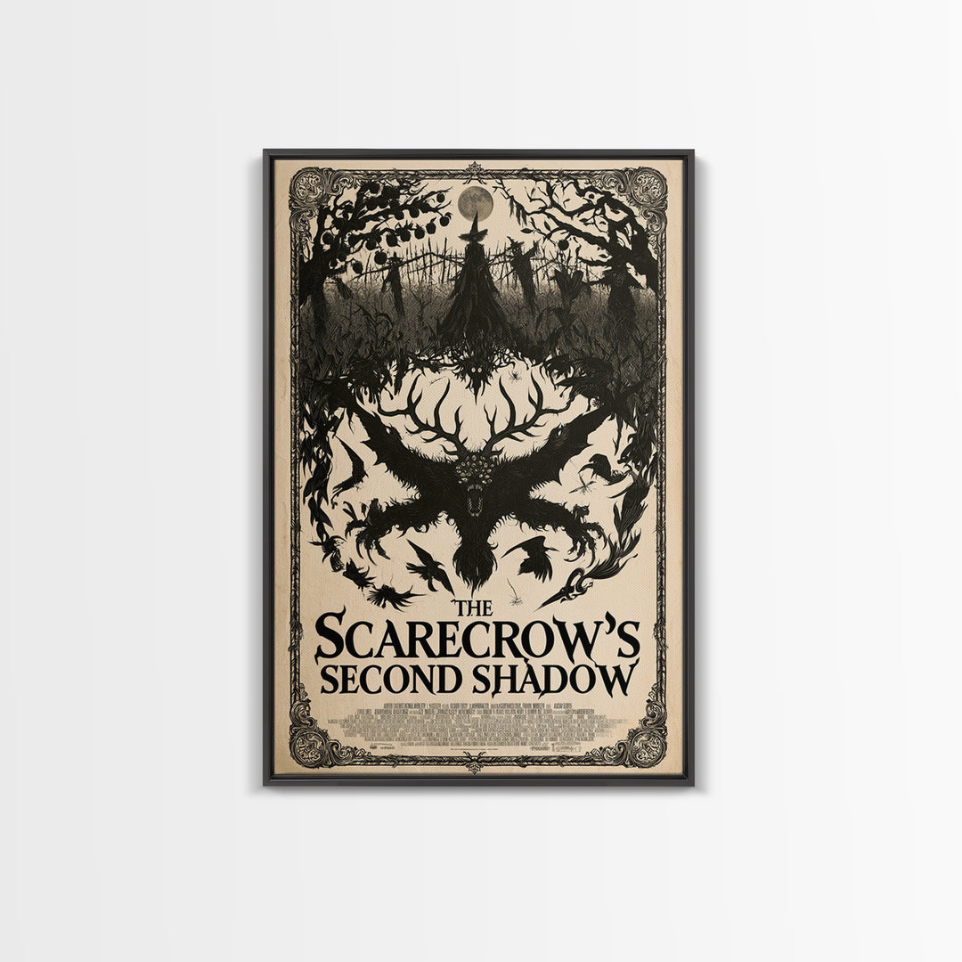 The Scarecrow'S Second Shadow, English Language Horror Movie Poster, Decadent Line Art, Cult Horror Poster, Canvas Print