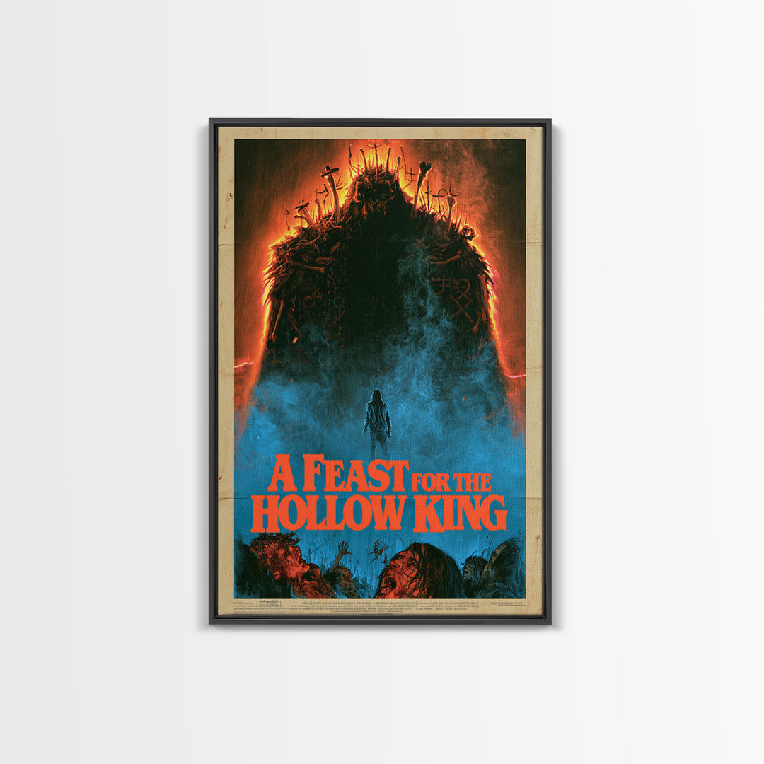 A Feast For The Hollow King, English Language Horror Movie Poster, 1980s Vhs Nightmare Cover Inspired Art, Cult Horror Poster