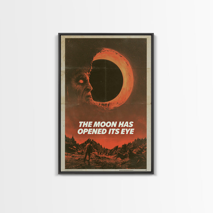 The Moon Has Opened Its Eye, English Language Horror Movie Poster, 1970s Horror Art, Retro Horror Movie Art, Framed Canvas Print