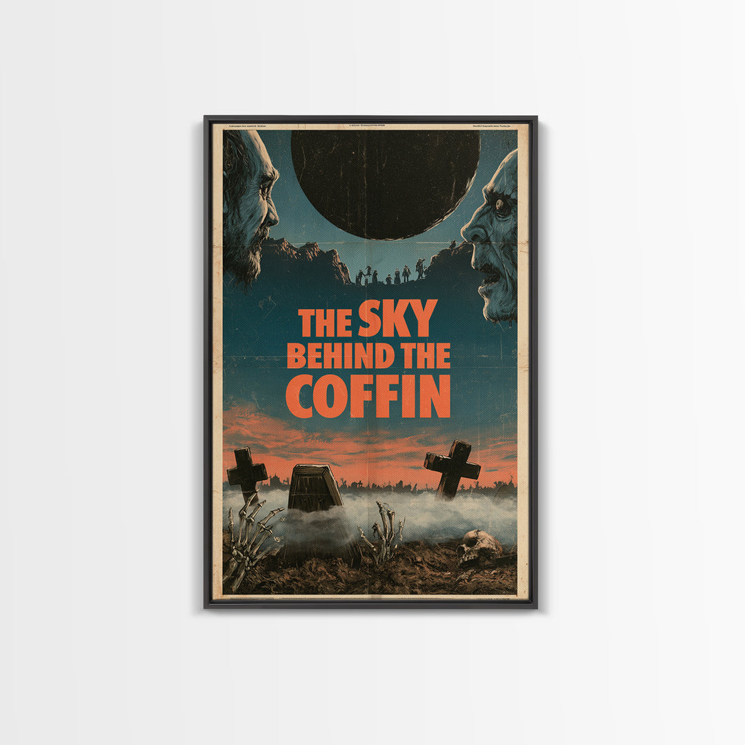 The Sky Behind The Coffin, English Language Horror Movie Poster, 1970s Horror Art, Cult Horror Poster, Framed Canvas Print