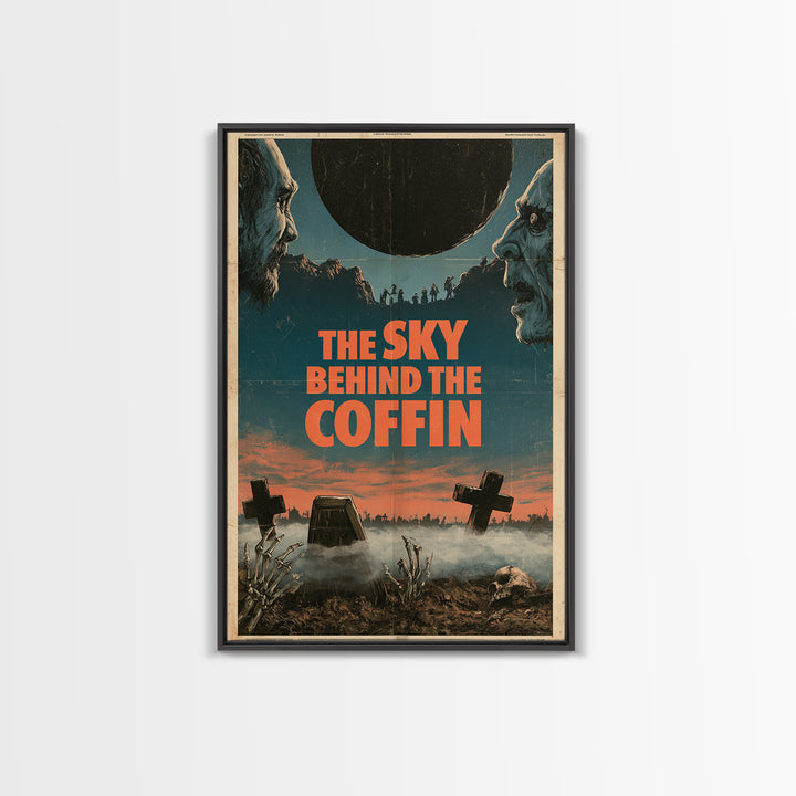 The Sky Behind The Coffin, English Language Horror Movie Poster, 1970s Horror Art, Cult Horror Poster, Framed Canvas Print
