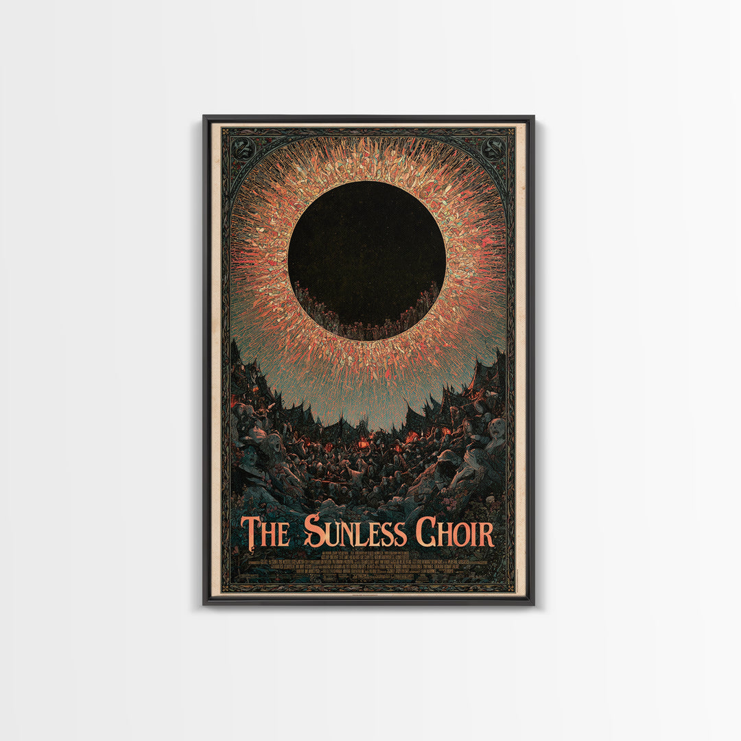 The Sunless Choir, English Language Horror Movie Poster, Stained Glass Gothic Art, Classic Monster Poster, Canvas Print, Horror Wall Decor
