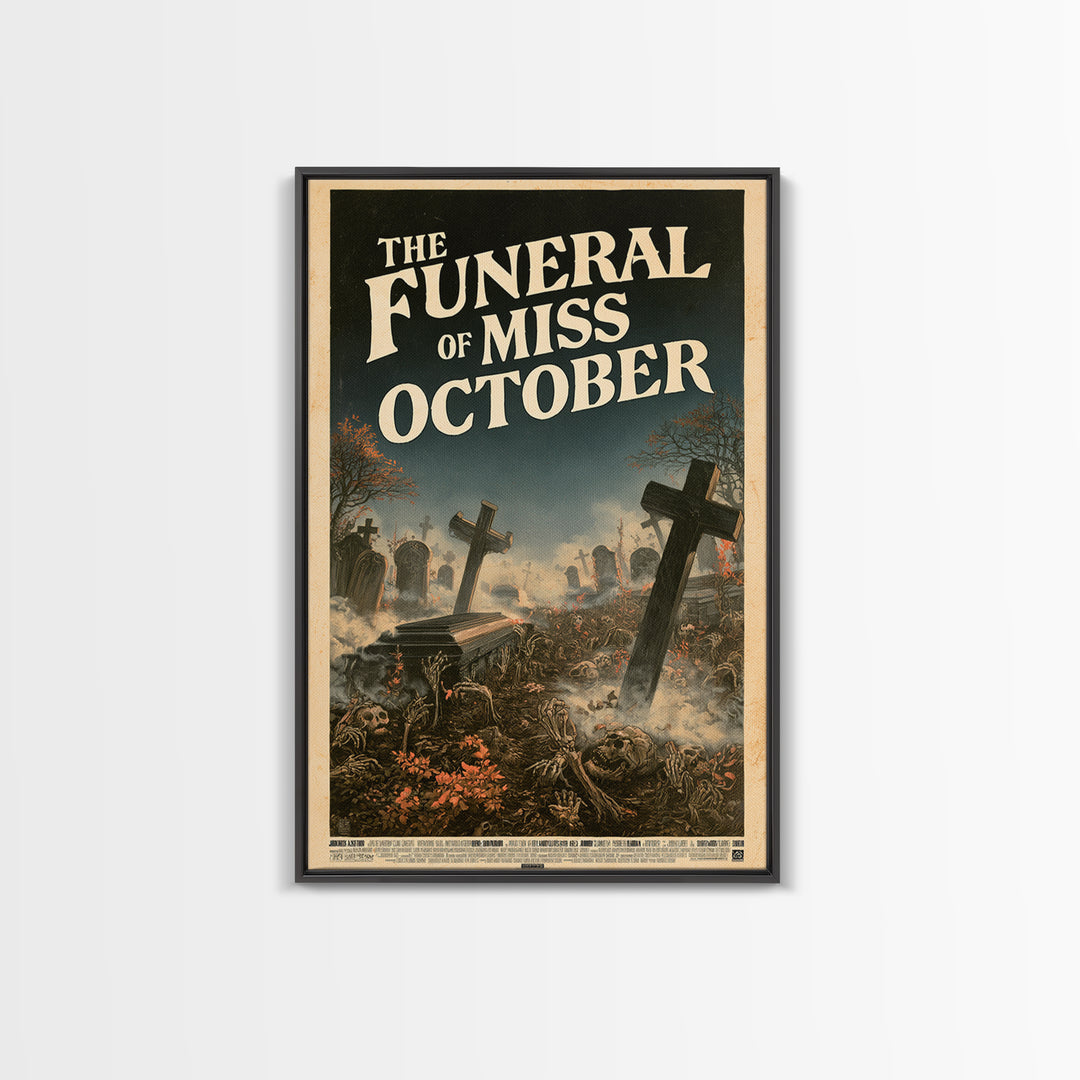 The Funeral Of Miss October, English Language Horror Movie Poster, Stained Glass Gothic Art, Cult Horror Poster, Canvas Print