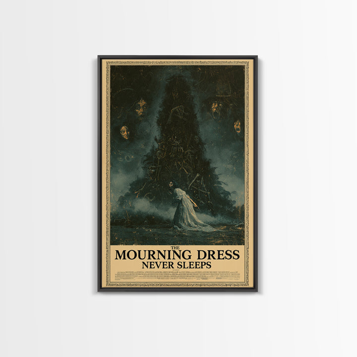 The Mourning Dress Never Sleeps, English Language Horror Movie Poster, Dark Romantic Horror Art, Cult Horror Poster, Canvas Print