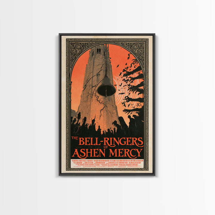 The Bell-Ringers Of Ashen Mercy, English Language Horror Movie Poster, Decadent Line Art, Cult Horror Poster, Canvas Print