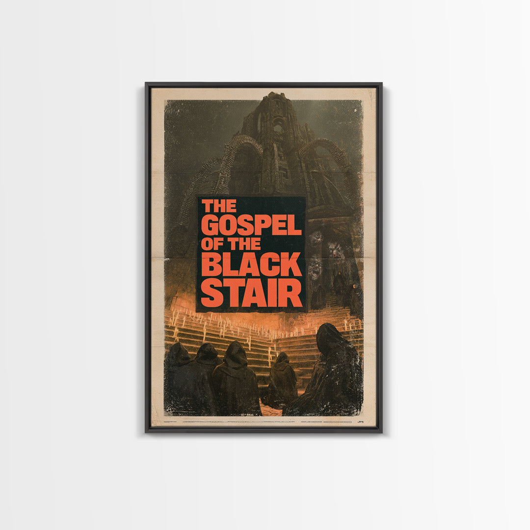 The Gospel Of The Black Stair, English Language Horror Movie Poster, 1970s Horror Art, Retro Horror Movie Art, Canvas Print