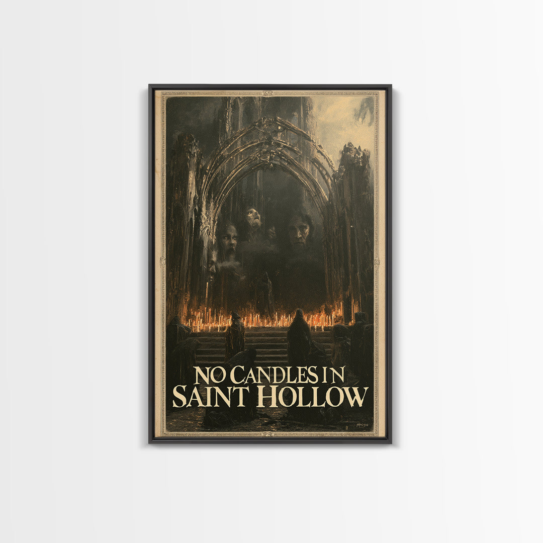 No Candles In Saint Hollow, English Language Horror Movie Poster, Dark Romantic Horror Art, Classic Monster Poster, Canvas Print