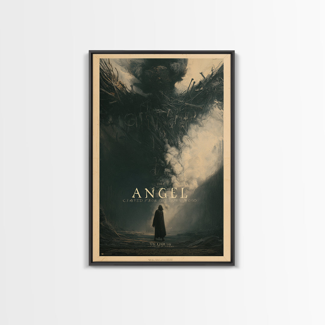 The Angel Carved From Gallows Wood, English Language Horror Movie Poster, Gothic Nightmare Art, Classic Monster Poster, Canvas Print