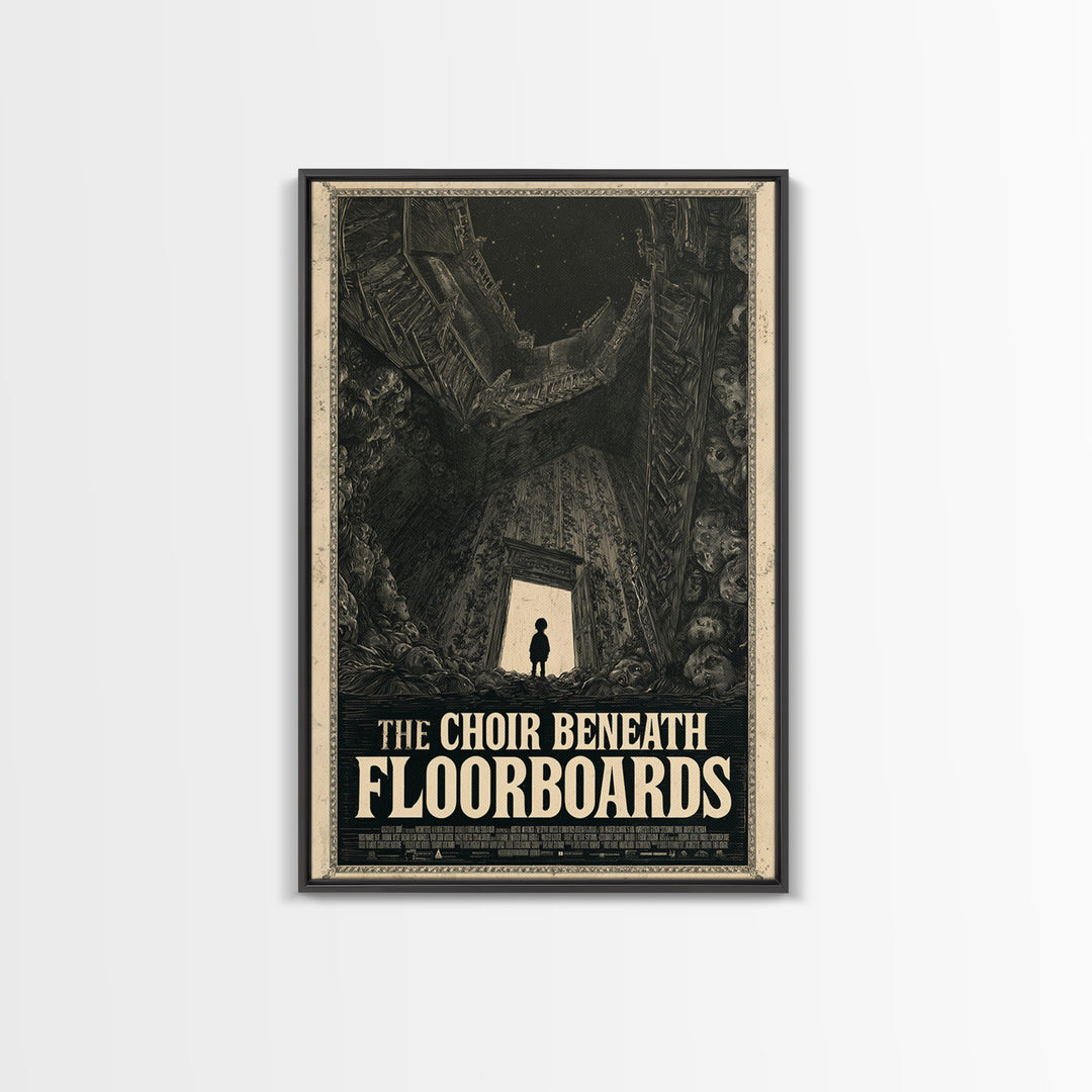 The Choir Beneath The Floorboards, English Language Horror Movie Poster, Gothic Engraving Art, Retro Horror Movie Art, Dark Fantasy Art