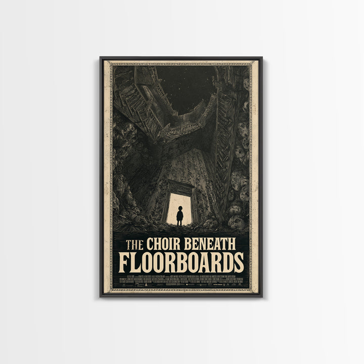 The Choir Beneath The Floorboards, English Language Horror Movie Poster, Gothic Engraving Art, Retro Horror Movie Art, Dark Fantasy Art