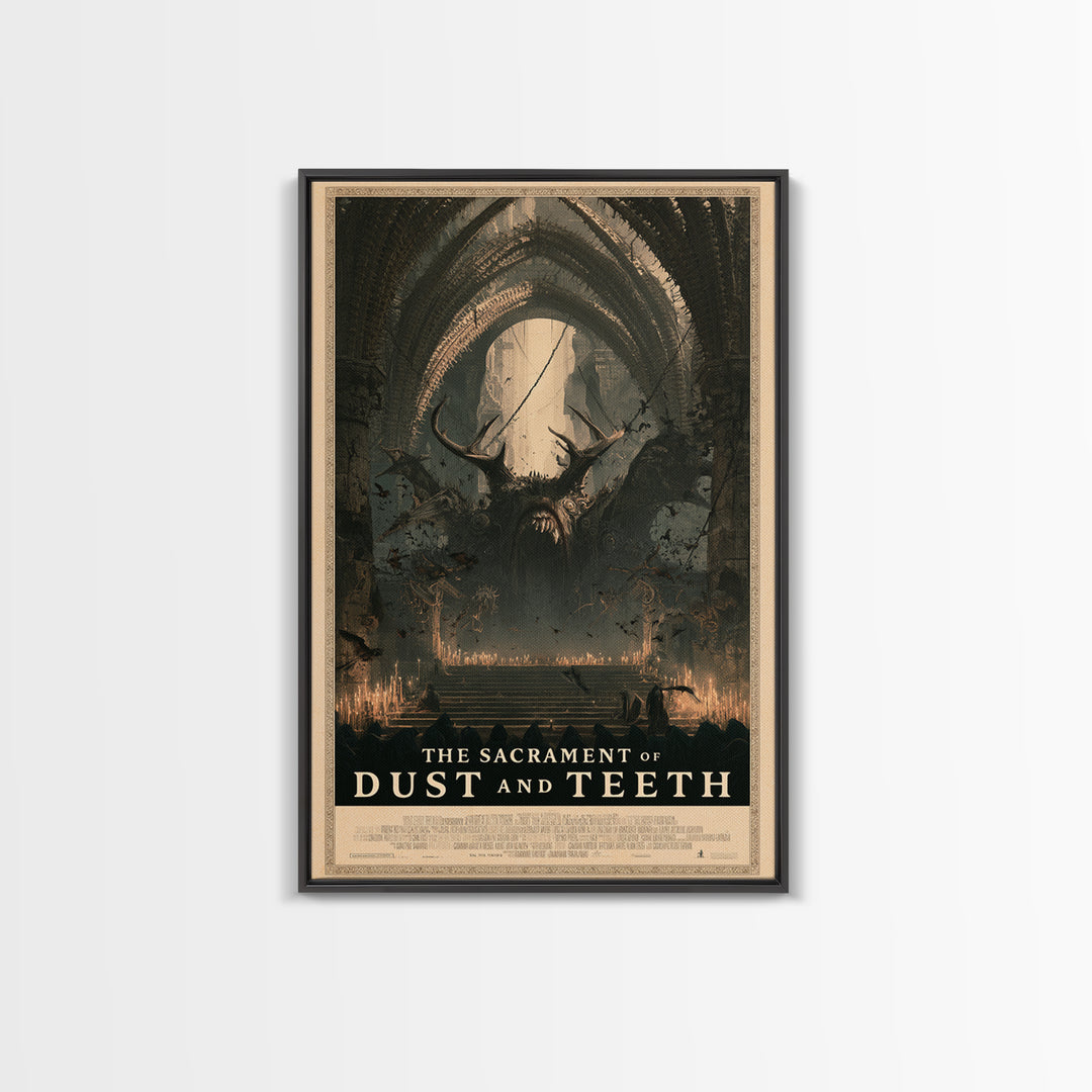 The Sacrament Of Dust And Teeth, English Language Horror Movie Poster, Architectural Etching Art, Retro Horror Movie Art