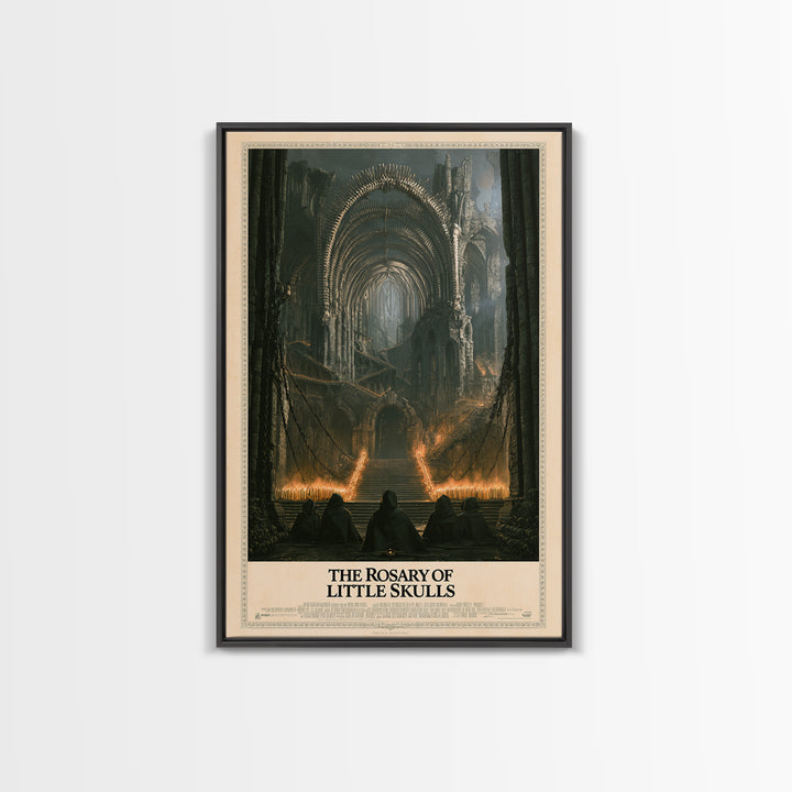 The Rosary Of Little Skulls, English Language Horror Movie Poster, Architectural Etching Art, Retro Horror Movie Art