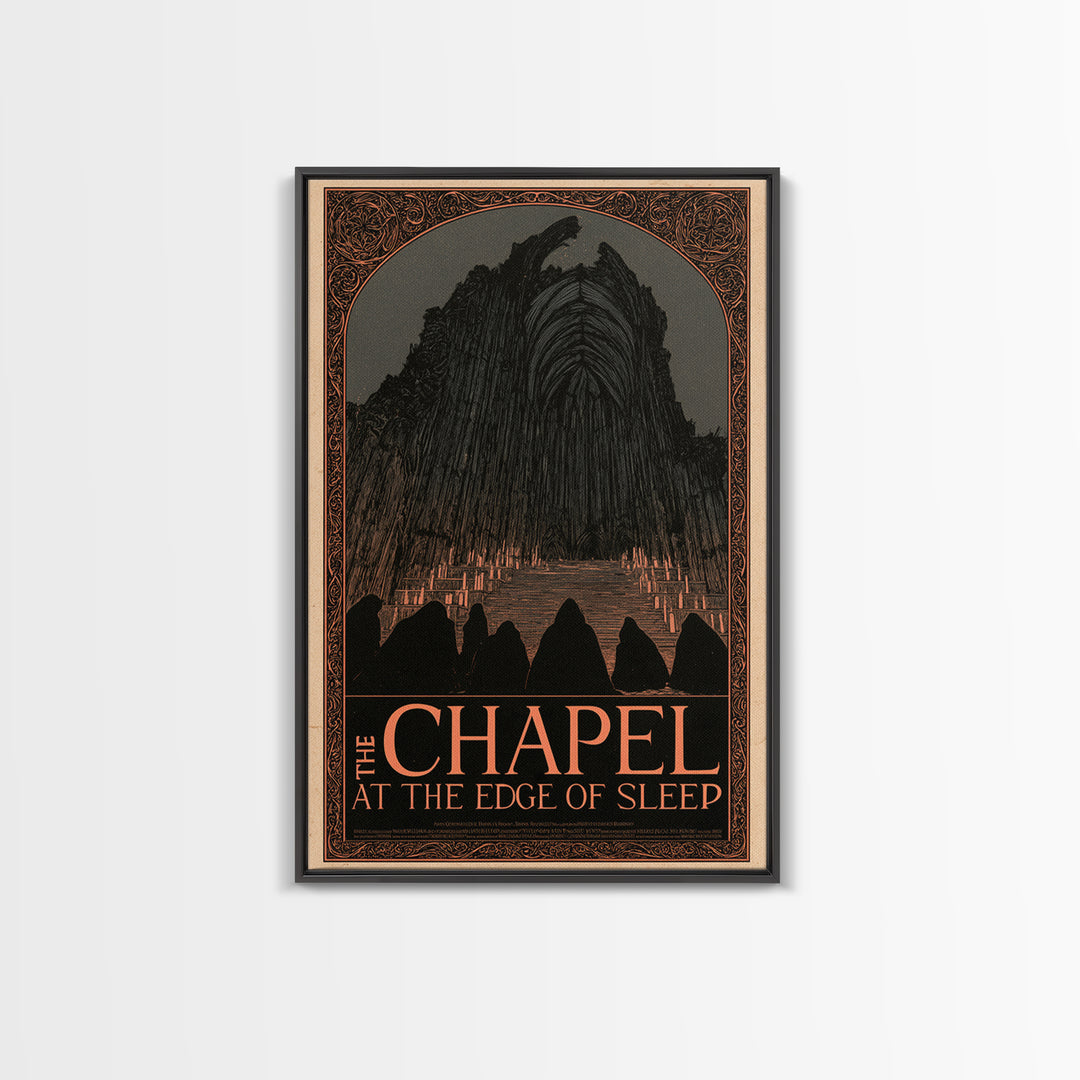 The Chapel At The Edge Of Sleep, English Language Horror Movie Poster, Decadent Line Art, Gothic Cinema Wall Art