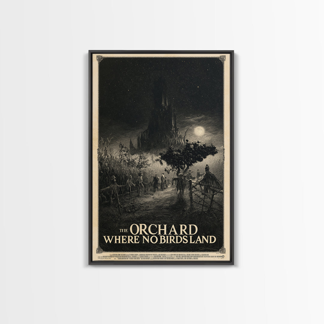 The Orchard Where No Birds Land, English Language Horror Movie Poster, Gothic Engraving Art, Cult Horror Poster, Canvas Print