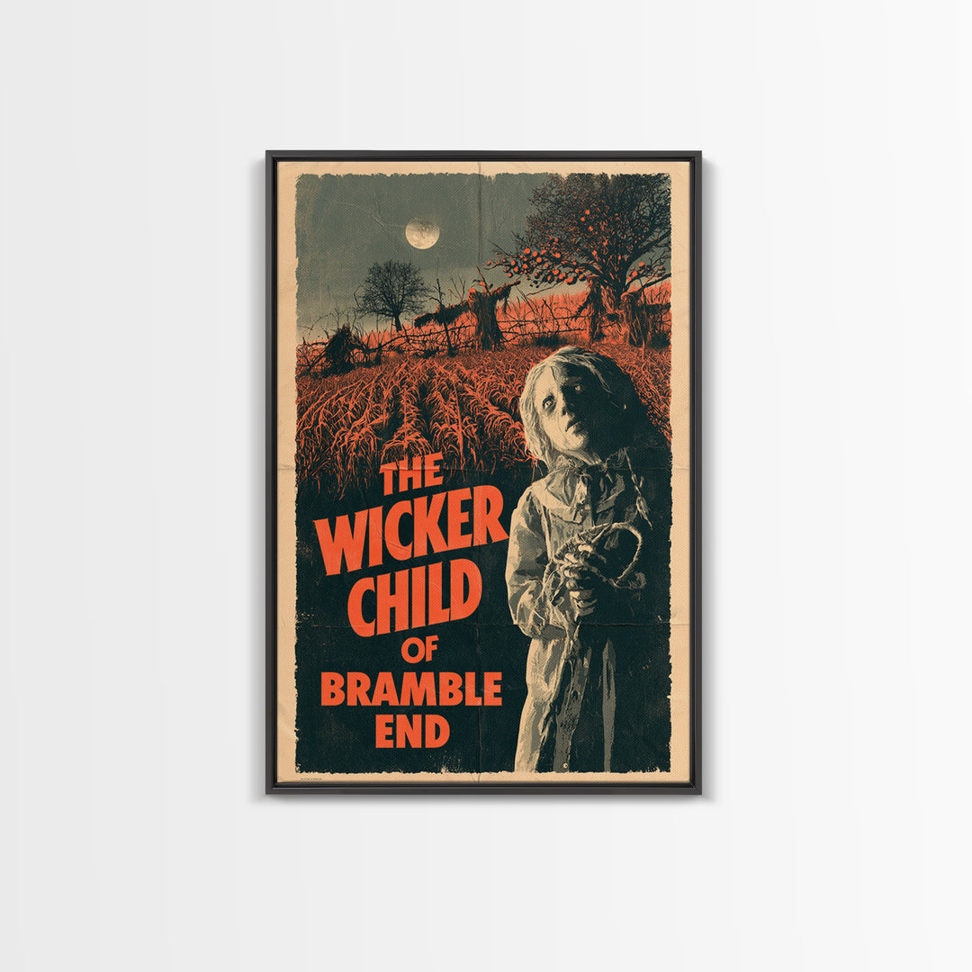 The Wicker Child Of Bramble End, English Language Horror Movie Poster, 1970s Horror Art, Gothic Cinema Wall Art, Framed Canvas Print