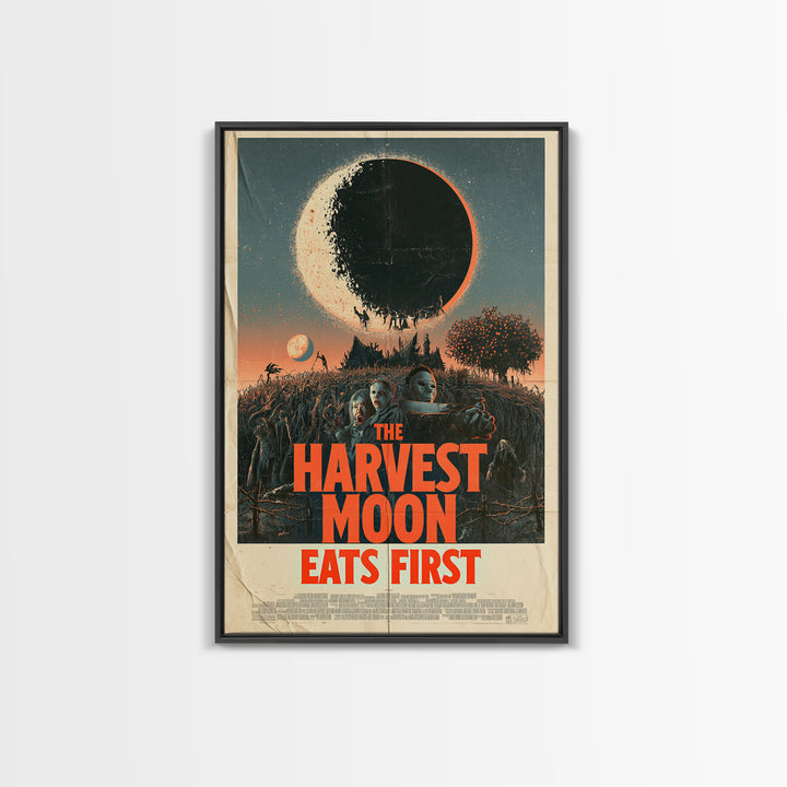 The Harvest Moon Eats First, English Language Horror Movie Poster, Giallo Horror Art, Gothic Cinema Wall Art, Canvas Print