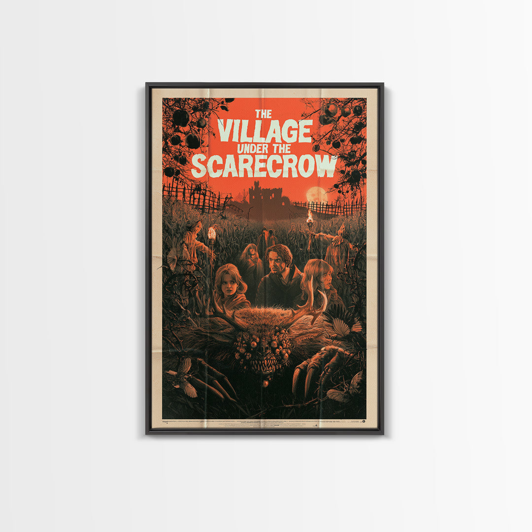 The Village Under The Scarecrow, English Language Horror Movie Poster, 1960s Horror Art, Retro Horror Movie Art, Canvas Print