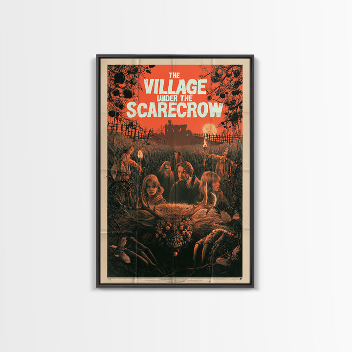 The Village Under The Scarecrow, English Language Horror Movie Poster, 1960s Horror Art, Retro Horror Movie Art, Canvas Print