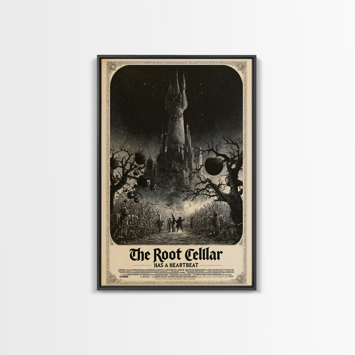 The Root Cellar Has A Heartbeat, English Language Horror Movie Poster, Gothic Engraving Art, Gothic Cinema Wall Art, Horror Wall Decor