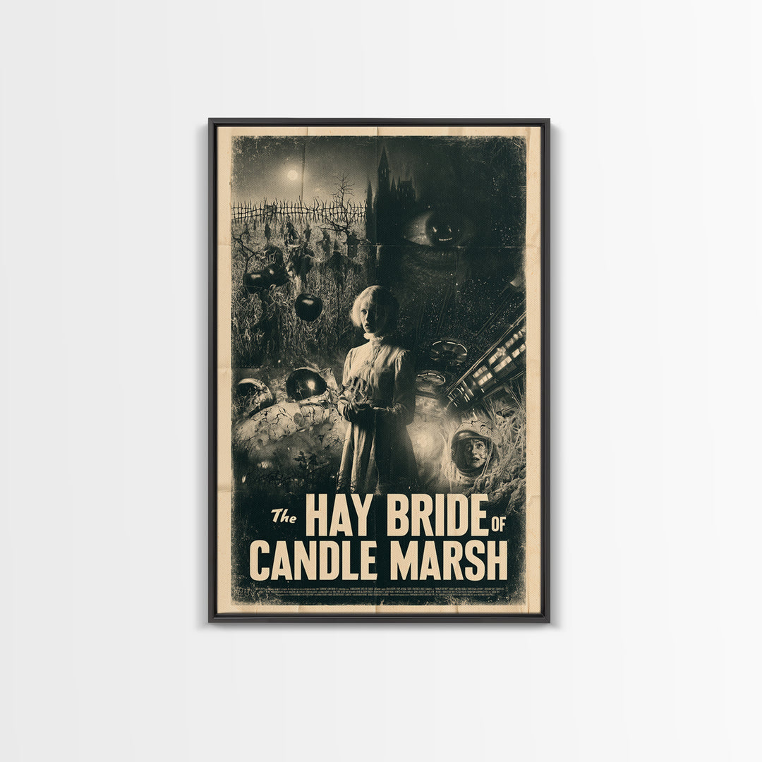 The Hay Bride Of Candle Marsh, English Language Horror Movie Poster, 1930s Horror Art, Cult Horror Poster, Framed Canvas Print