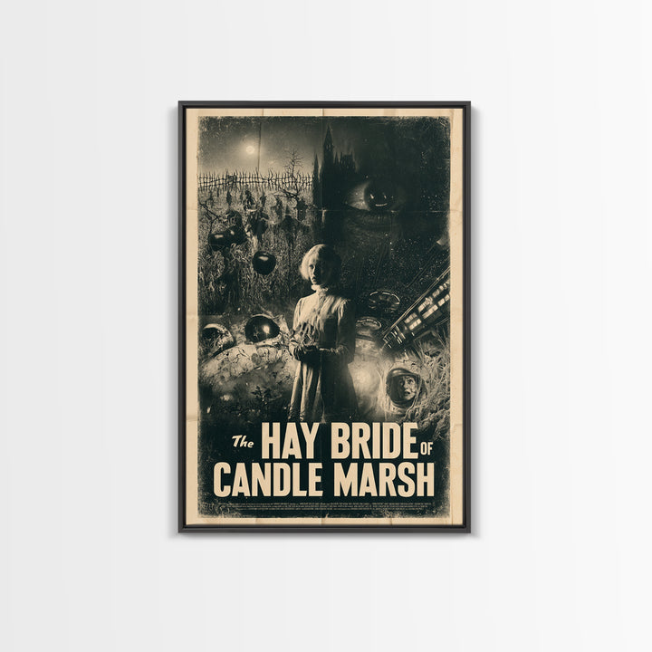 The Hay Bride Of Candle Marsh, English Language Horror Movie Poster, 1930s Horror Art, Cult Horror Poster, Framed Canvas Print