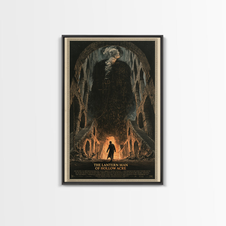 The Lantern Man Of Hollow Acre, English Language Horror Movie Poster, Architectural Etching Art, Classic Monster Poster