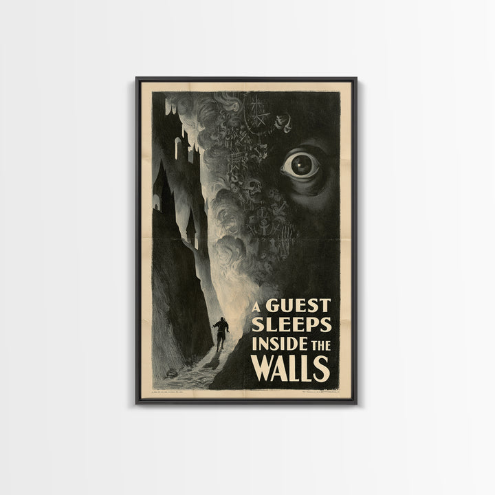 A Guest Sleeps Inside The Walls, English Language Horror Movie Poster, 1930s Horror Art, Retro Horror Movie Art, Canvas Print
