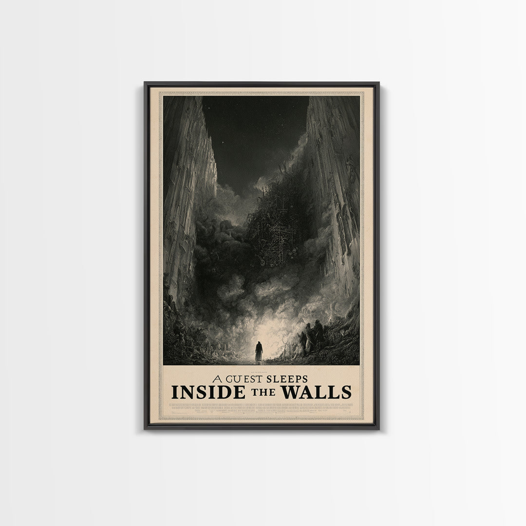 A Guest Sleeps Inside The Walls, English Language Horror Movie Poster, Gothic Engraving Art, Gothic Cinema Wall Art, Horror Wall Decor