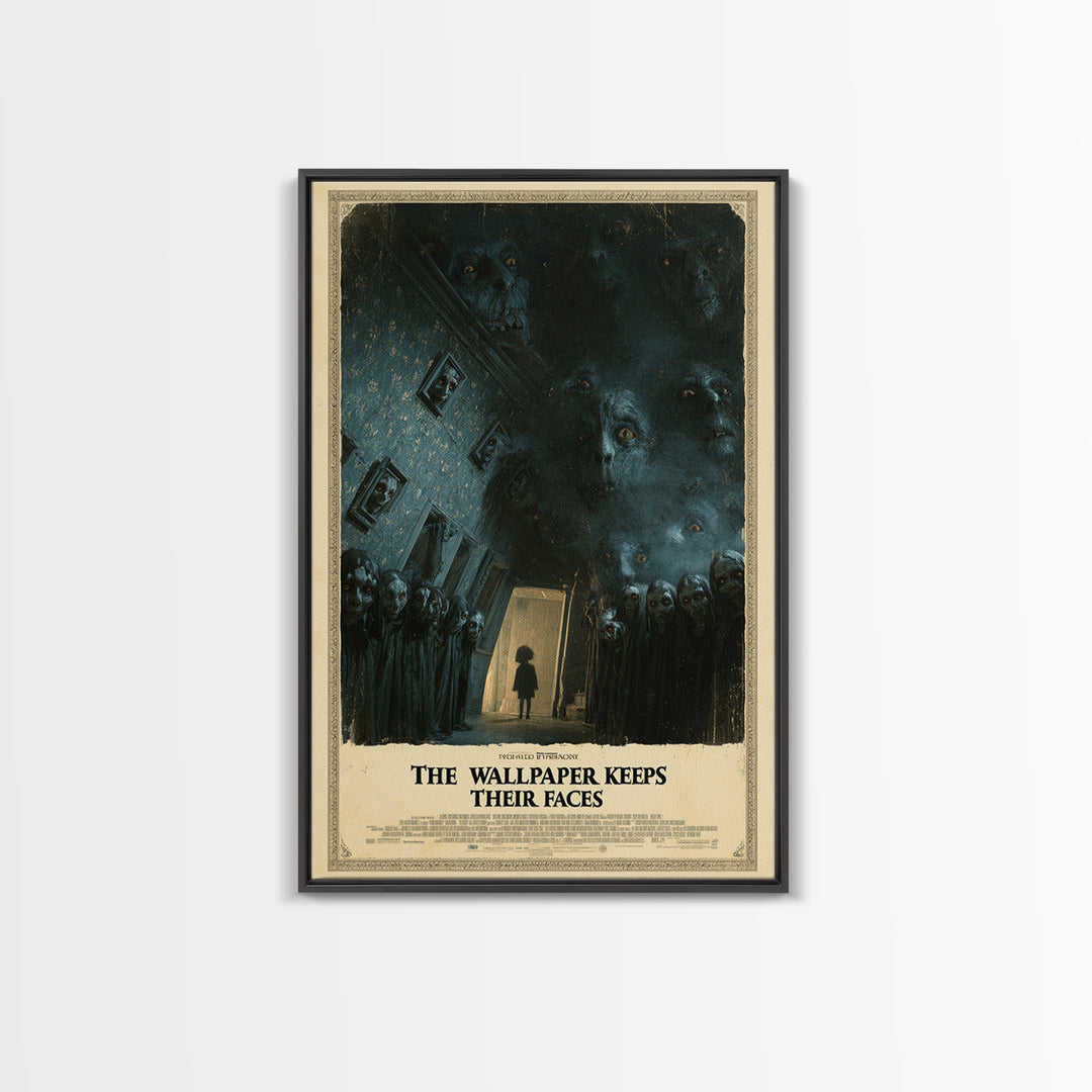 The Wallpaper Keeps Their Faces, English Language Horror Movie Poster, Dark Romantic Horror Art, Classic Monster Poster