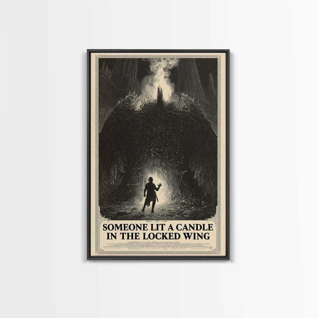 Someone Lit A Candle In The Locked Wing, English Language Horror Movie Poster, Gothic Engraving Art, Classic Monster Poster