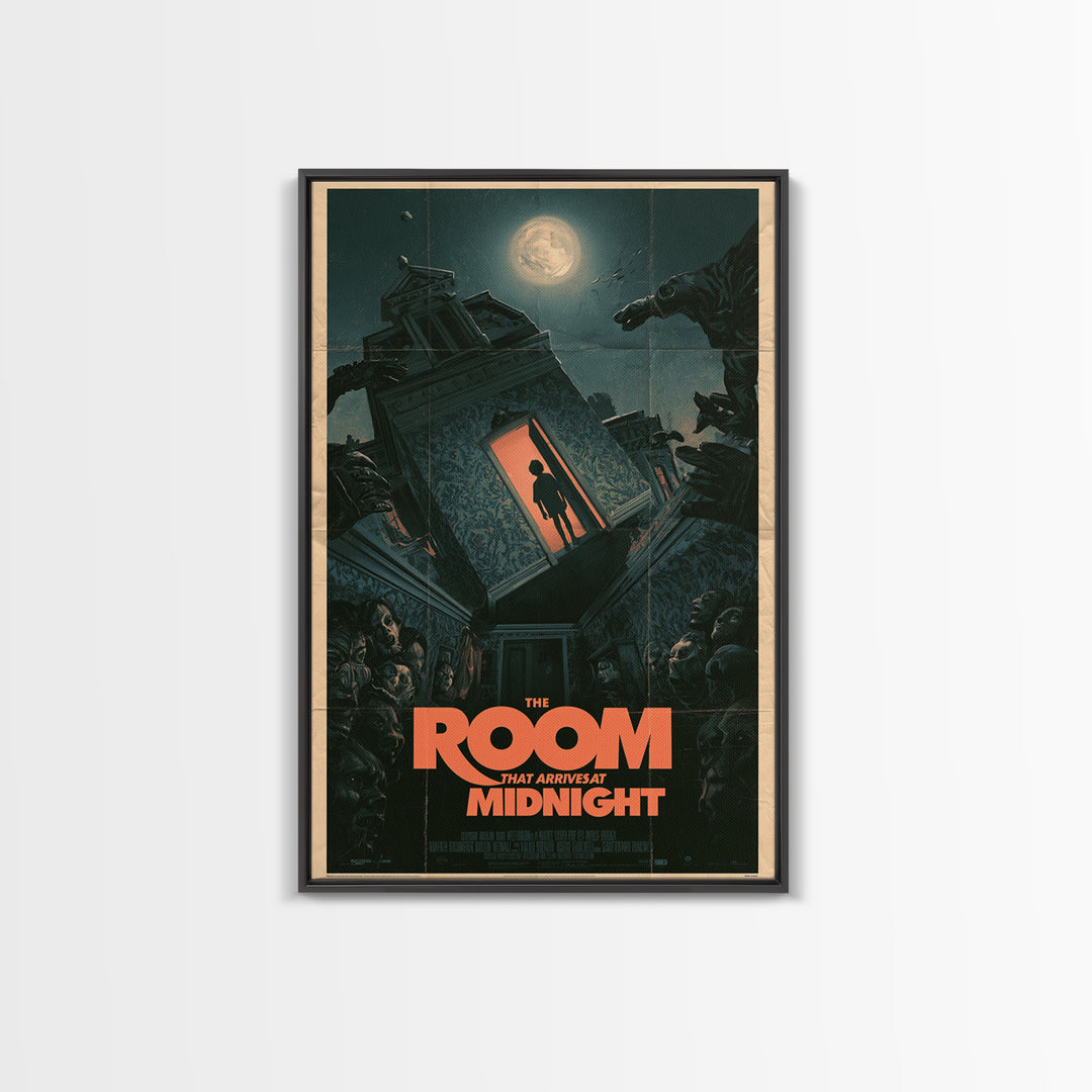 The Room That Arrives At Midnight, English Language Horror Movie Poster, Giallo Horror Art, Retro Horror Movie Art, Canvas Print