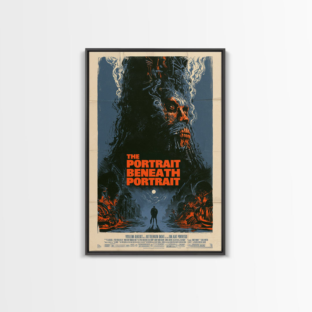The Portrait Beneath The Portrait, English Language Horror Movie Poster, Giallo Horror Art, Classic Monster Poster, Canvas Print