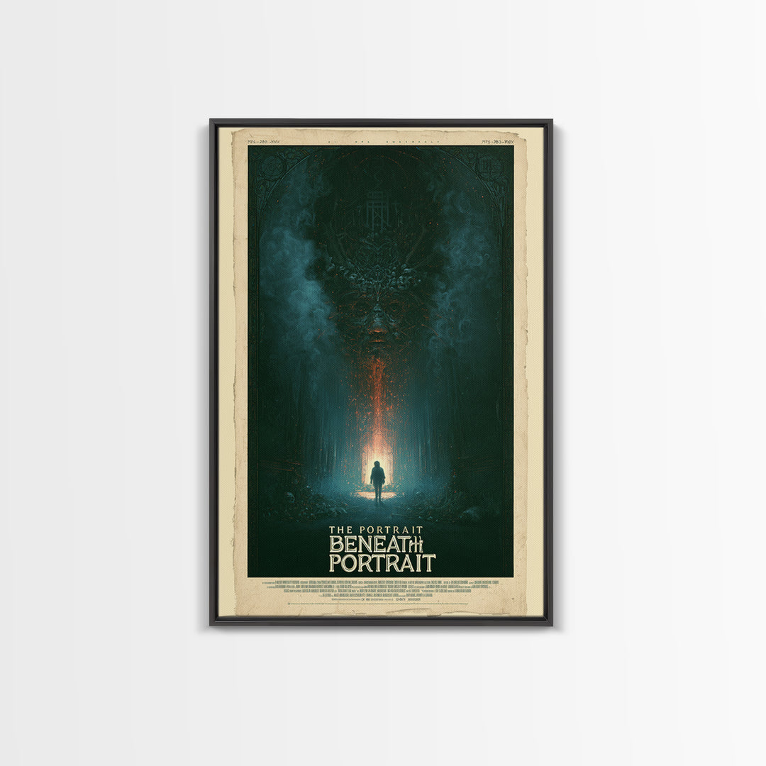 The Portrait Beneath The Portrait, English Language Horror Movie Poster, Stained Glass Gothic Art, Cult Horror Poster, Canvas Print