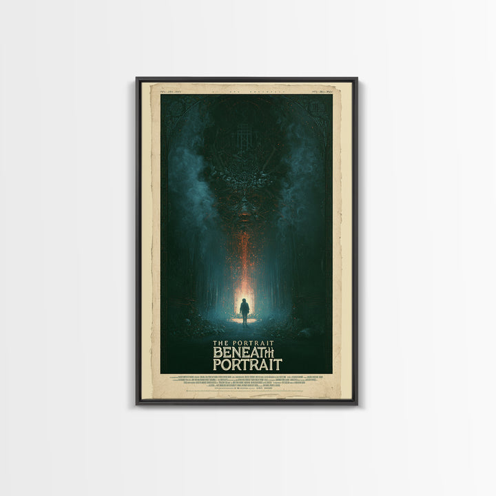 The Portrait Beneath The Portrait, English Language Horror Movie Poster, Stained Glass Gothic Art, Cult Horror Poster, Canvas Print