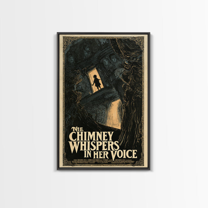 The Chimney Whispers In Her Voice, English Language Horror Movie Poster, Decadent Line Art, Gothic Cinema Wall Art, Canvas Print