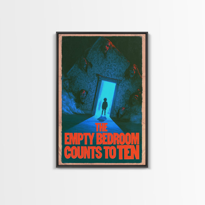 The Empty Bedroom Counts To Ten, English Language Horror Movie Poster, 1980s Vhs Nightmare Cover Inspired Art, Cult Horror Poster
