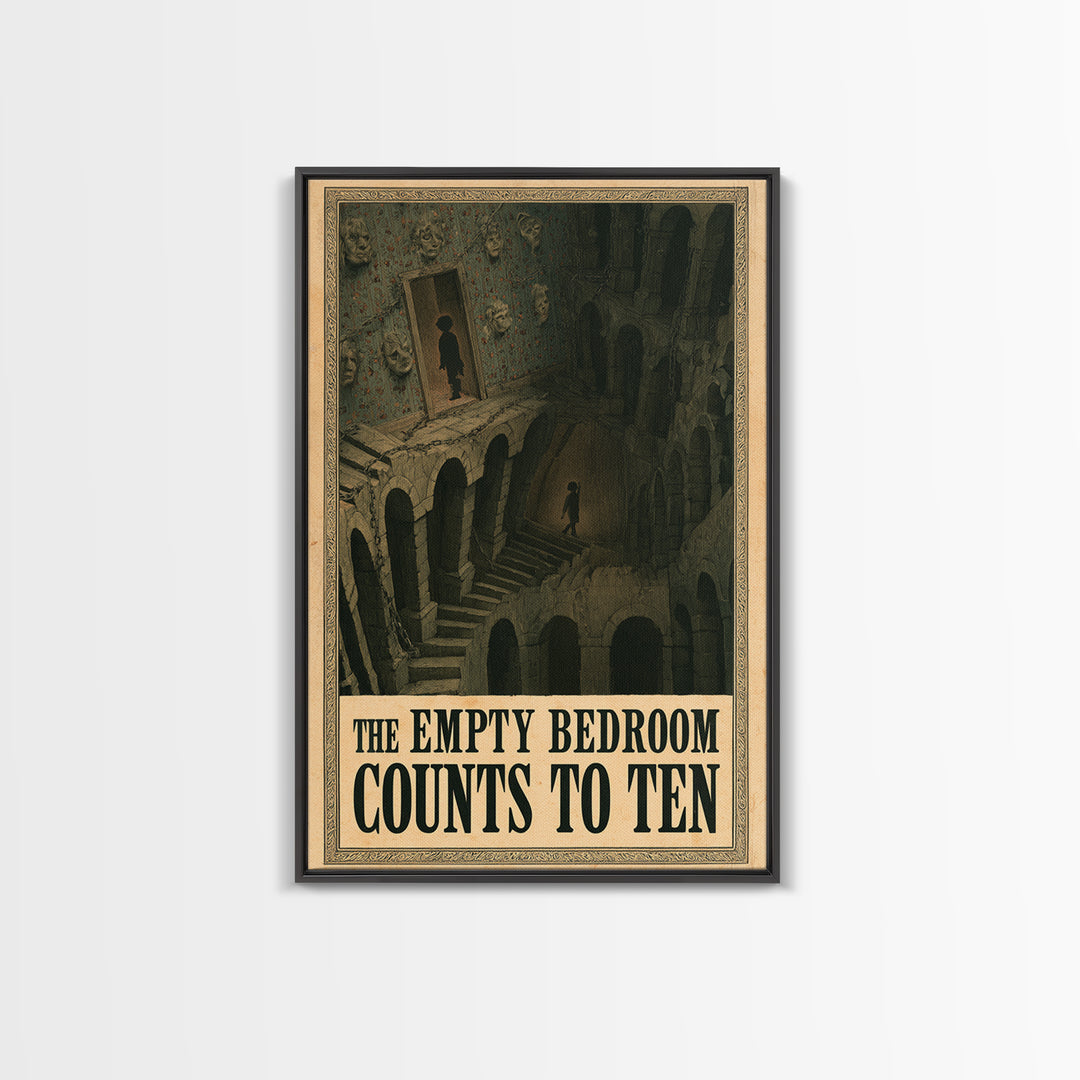 The Empty Bedroom Counts To Ten, English Language Horror Movie Poster, Architectural Etching Art, Gothic Cinema Wall Art