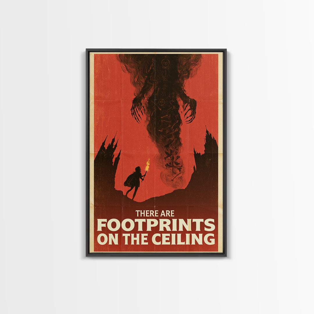 There Are Footprints On The Ceiling, English Language Horror Movie Poster, 1960s Horror Art, Cult Horror Poster, Framed Canvas Print