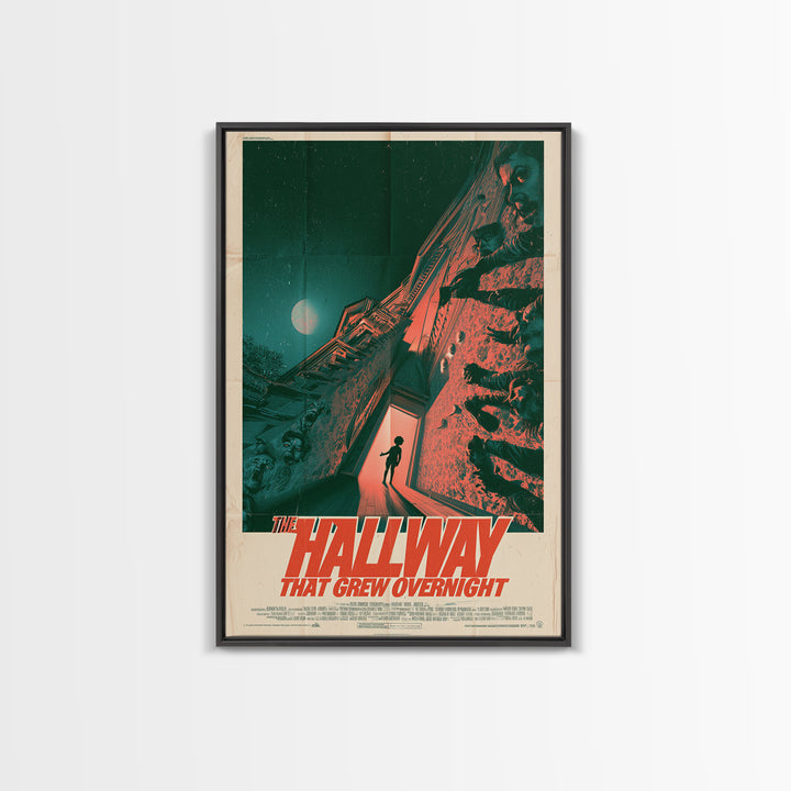 The Hallway That Grew Overnight, English Language Horror Movie Poster, Giallo Horror Art, Cult Horror Poster, Framed Canvas Print