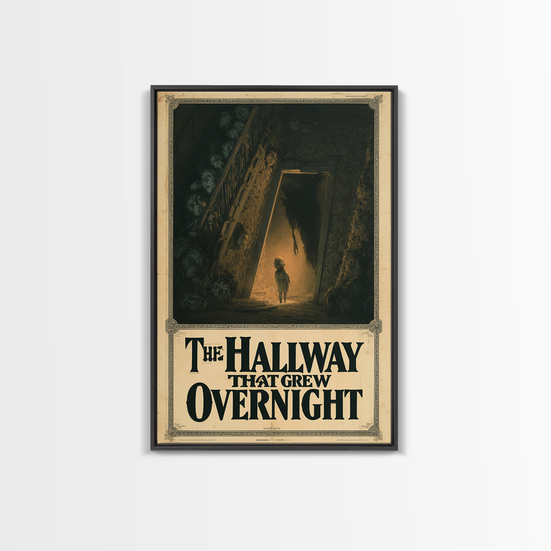 The Hallway That Grew Overnight, English Language Horror Movie Poster, Gothic Nightmare Art, Gothic Cinema Wall Art, Canvas Print