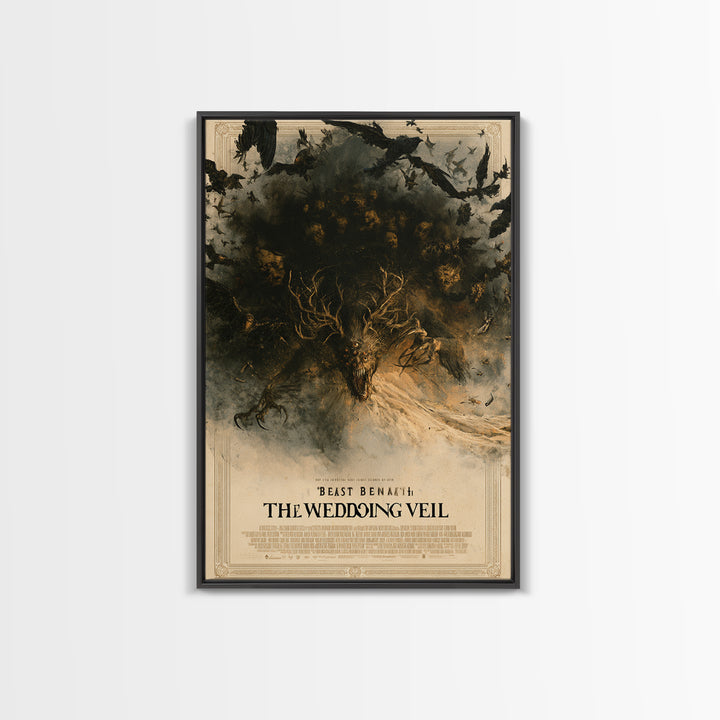 The Beast Beneath The Wedding Veil, English Language Horror Movie Poster, Dark Romantic Horror Art, Classic Monster Poster, Canvas Print