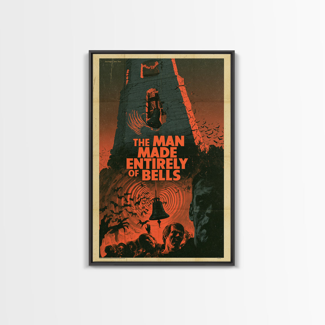 The Man Made Entirely Of Bells, English Language Horror Movie Poster, 1970s Horror Art, Gothic Cinema Wall Art, Canvas Print