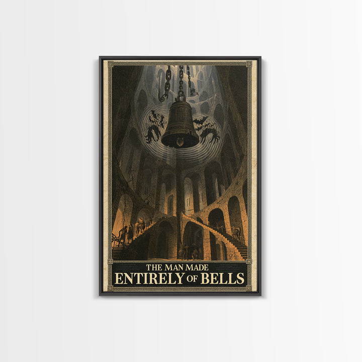 The Man Made Entirely Of Bells, English Language Horror Movie Poster, Architectural Etching Art, Gothic Cinema Wall Art