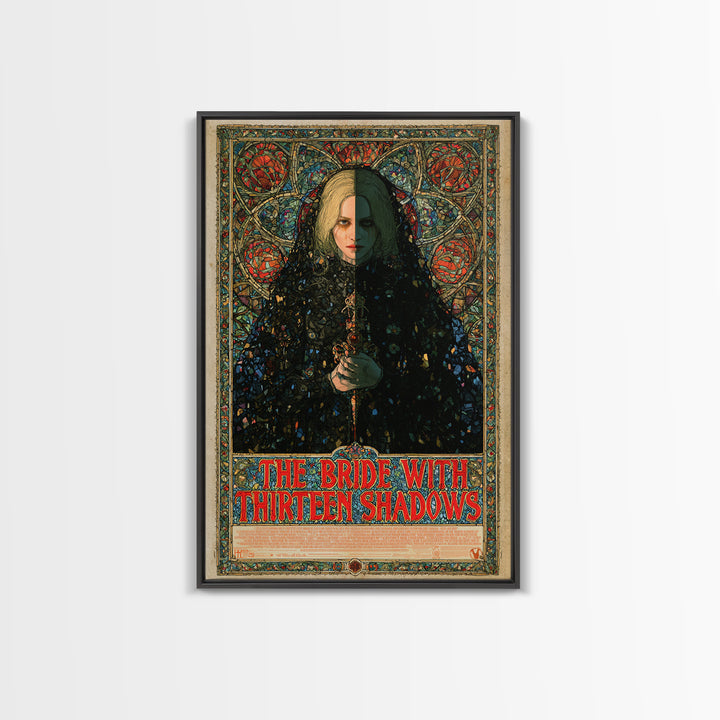 The Bride With Thirteen Shadows, English Language Horror Movie Poster, Stained Glass Gothic Art, Gothic Cinema Wall Art, Canvas Print