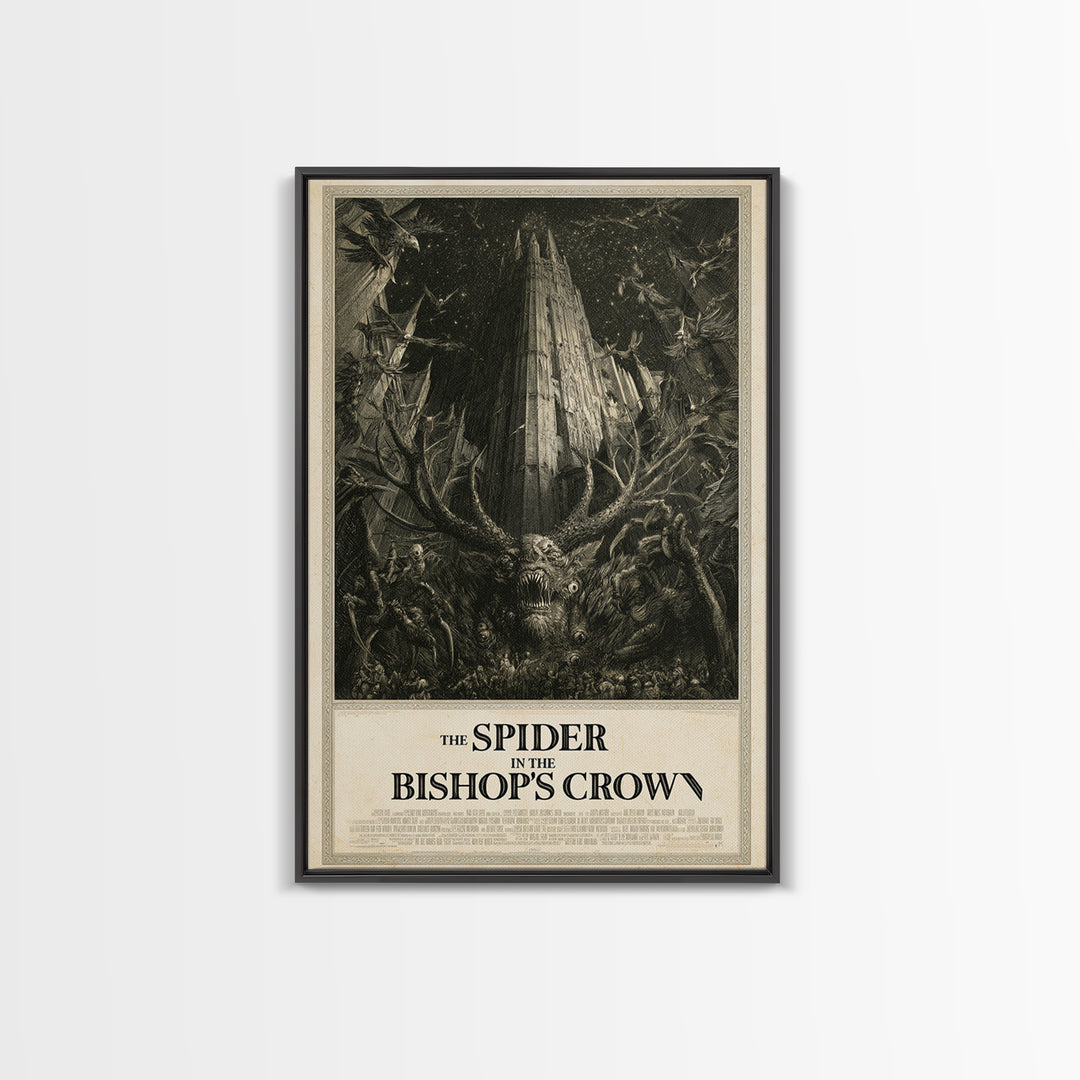 The Spider In The Bishop'S Crown, English Language Horror Movie Poster, Gothic Engraving Art, Retro Horror Movie Art, Canvas Print