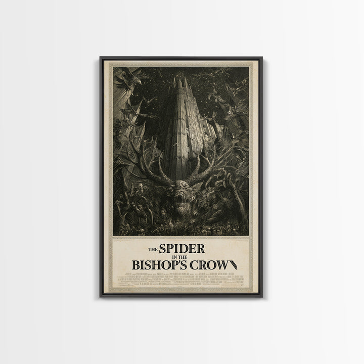 The Spider In The Bishop'S Crown, English Language Horror Movie Poster, Gothic Engraving Art, Retro Horror Movie Art, Canvas Print