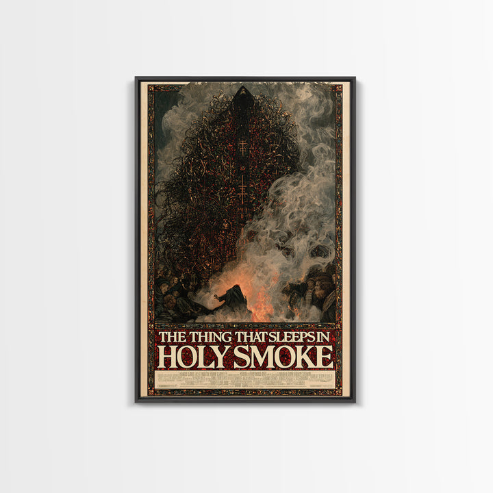 The Thing That Sleeps In Holy Smoke, English Language Horror Movie Poster, Stained Glass Gothic Art, Classic Monster Poster